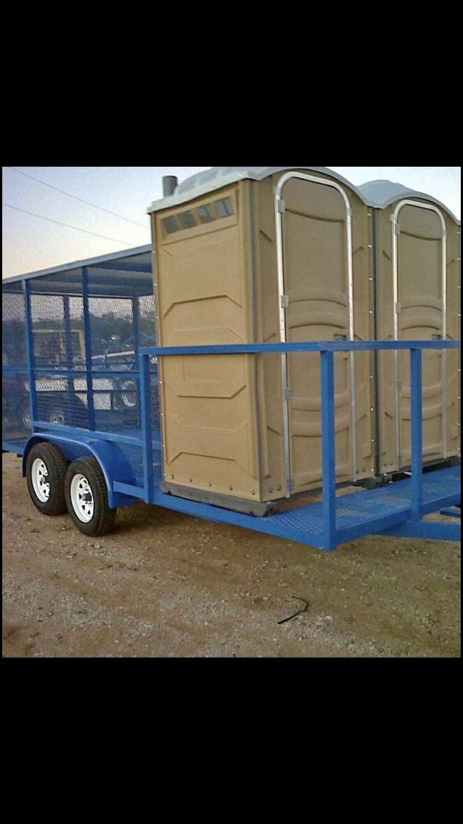 Porta potty and trash trailer combo unit